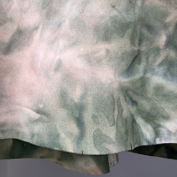 Black Label By C’EST TOI Green Tie Dye Raw Hem Swede Cropped Jacket Size Large - Picture 5 of 7